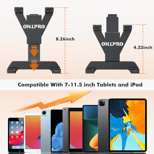 OHLPRO Tablet Holder for Truck, Heavy Duty iPad Mount for Drill Base 360°Adjustable 2-Stage Arm Car Stand for All 7" - 11.5" iPad Pro,Mini,Samsung Tab,Nexus, Great for Desks,Wall, Businesses - size: 2-Stage Arm