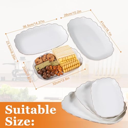 Kassel Ceramic Serving Platter Set | 16”/14”/12” Oval Serving Trays for Entertaining at Parties and Weddings | Oven Safe Extra Large Serving Trays for Tacos, Steak, and Cake - size: Large Oval {16”/14”/12”}