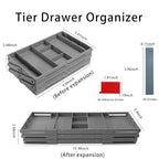 3 Tier Drawer Organizer Collapsible, Multi Level Drawer Organizer, Junk Drawer Organizer for Office, Makeup, Jewelry, Vanity, Kitchen(1 Row 3 Tier)