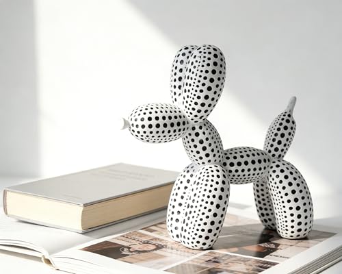 Balloon Dog Statue Decor Polka Dot Dog Cool Stuff to Put on Shelves, White Balloon Dog Statue Decoration Fun Paperweight, 5 inch Versatile Color Options - color: White