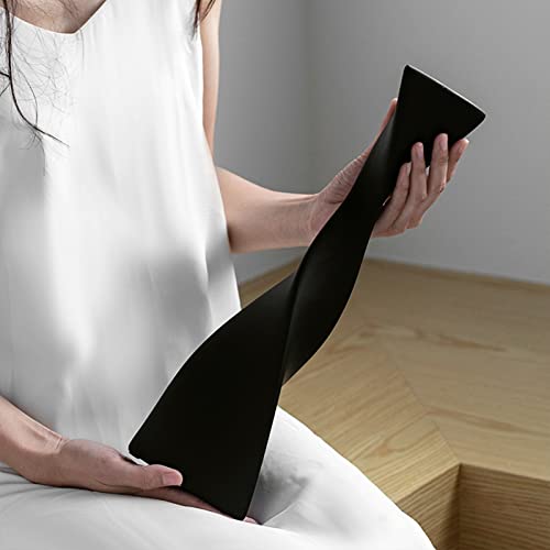16 Inch Tall White/Black Ceramic Vase Curve Geometric Flower Vase Modern Minimalist Abstract Vase Farmhouse Decorative Vase for Table Home Office Floor Shelf Decor(Black) - color: Black