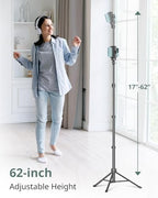 SENSYNE 62" Phone Tripod & Selfie Stick, Extendable Cell Phone Tripod Stand with Wireless Remote and Phone Holder, Compatible with iPhone Android Phone, Camera - color: Black, size: 62-inch