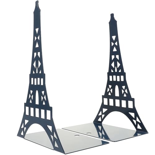 SAFIGLE 2Pcs Metal Tower Shape Book Holders for Desk Organization Decorative Book Stands for Home Office Library Sturdy Reusable for Shelves - color: Blue