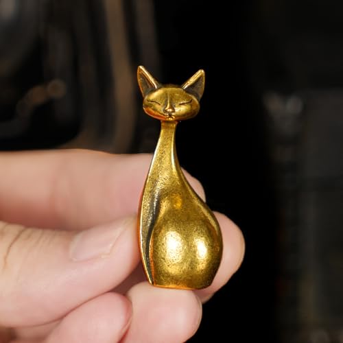 CHOVY Retro Handcrafted Elegant Cat Statue - 100% Solid Brass Desk Sleek Peek-a-Boo Feline in Regal Pose | Vintage Style Collectible Art Piece for Home, Unique Gift for Cat Lovers & Art Collectors - style: Cool Cat