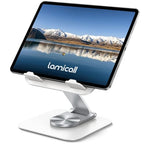 Lamicall Tablet Stand Holder for Desk - [Ultra-Slim Foldable][360°Rotation] iPad Holder Stand, 360° Rotatable Desktop Tablet Holder, Tablets Accessories for 4.7-13" iPad, Switch, Phone (White) - color: White