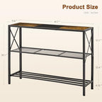 Hoctieon Industrial Console Table, 3 Tier Entryway Table, Hallway Table, Narrow Sofa Table with Shelves, Entrance Table for Entryway, Rustic Brown&Black - color: Rustic Brown & Black
