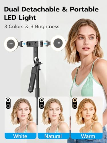 USKEYVISION 70" Multifunctional Phone Tripod for iPhone with Light, Extendable Selfie Stick with Remote for iPhone & Android 360° Rotation Phone Tripod Stand for Video Recording/Photography(UT-02) - size: UT-02(without face tracking)