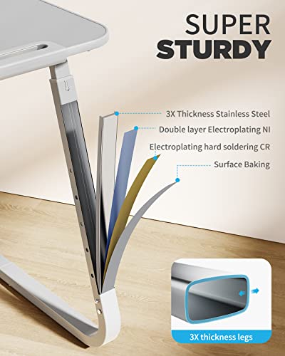 SAIJI TV Tray Table - Heavy Duty Extra Large TV Tray, Upgraded TV Dinner Trays for Eating Snack Food, Tilt & Height Adjustable TV Tray Laptop Desk for Sofa & Bedside Small Table - color: Grey