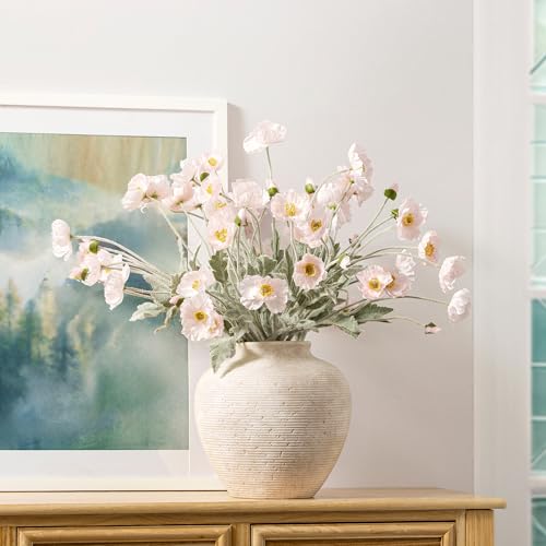 Vanselia Ceramic Flower Vase Home Decor - Large Tall Farmhouse Table Vases Rustic Vintage Living Room Kitchen Bedroom Decorations for House Book Shelf Office Coffee Desk Dining Fireplace (10" Rustic) - color: Rustic-10"