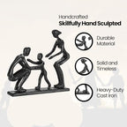 Rustic Family Figurines Family of Three Sculptures Parents and Kid Statue for Bedroom Décor Cast Iron Family Sculpture for Living Room Decor Gifts for Family Unique Art Piece Modern Home Décor - style: Family of Three Sculptures