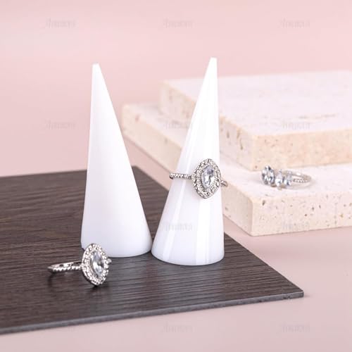AUEAR, 6 Pack Cone Shape Acrylic for Jewelry Showcase Display Stand (Clear & Black White) - color: Clear & Black & White, size: 6 Pack