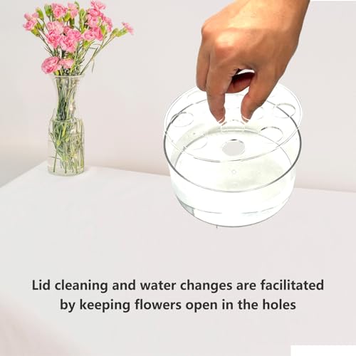 4PCS Acrylic Flower Vase for Centerpieces, 5.51" 12 Holes Clear Round Vase, for Wedding Birthday Party Table Decor Indoor/Outdoor Events