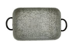 Galvanized Metal Serving Trays Iron Black Handles, Farmhouse Tray with Copper Strip, Decorative Centerpiece for Coffee Table or Dining Table, Rustic Utility Tray for All Purpose, Rectangular Trays - size: 17" x 9.5" x 2"