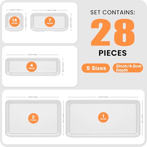 A-LuGei 【XL Size Only Us】 Drawer Organizer, 【𝟱𝗦𝗶𝘇𝗲】 Makeup organizer, 【Holds 177 Items】 Bathroom Organizers and Storage, Organization and Storage, Desk Drawer Organizer for Bathroom Vanity - color: Clear