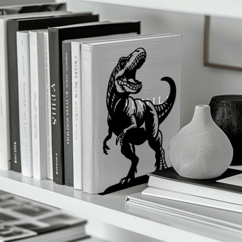 Peacoblue Metal Bookends for Shelves, Modern Decorative Heavy Duty Study Book Ends Stoppers for Office, Desk, Shelf, Room 5.3"x4.3"x7.9" Cast Iron Simple Tall Bookends 1 Pair (Tyrannosaurus Rex) - style: Tyrannosaurus Rex
