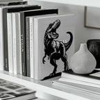Peacoblue Metal Bookends for Shelves, Modern Decorative Heavy Duty Study Book Ends Stoppers for Office, Desk, Shelf, Room 5.3"x4.3"x7.9" Cast Iron Simple Tall Bookends 1 Pair (Tyrannosaurus Rex) - style: Tyrannosaurus Rex