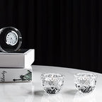 Kitcom Crystal Tealight Candle Holders Pack of 2 for Wedding Party Dinner Table Home Decor Hand-Cut W2.4'' X H1.7'', Clear - size: W2.4''×H1.7''