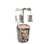 Carousel totary Candle Holder Spinning irthday Gifts for Women, Mom, Wife, Girlfriend, Sister, Her, Metal Windmill Tea Light for Female Friends (Silver owl) - color: Silver Owl