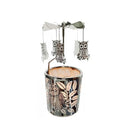 Carousel totary Candle Holder Spinning irthday Gifts for Women, Mom, Wife, Girlfriend, Sister, Her, Metal Windmill Tea Light for Female Friends (Silver owl) - color: Silver Owl