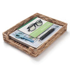 Water Hyacinth Letter Tray for A4 File Document Magazine Storage Basket Desk Tray Organizer for Office 13 x 9.8 x 2.2 inch