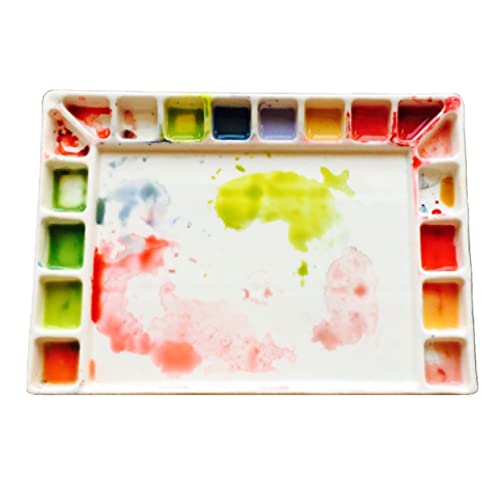 Bower Bird Porcelain Watercolor Palette 18wells Rectangle Artist Professional Ceramic Palettes for Painting (Porcelain) - size: 7.8x5.7in