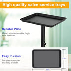 Salon Tray on Wheels- Adjustable Salon Service Rolling Tray Suitable for Mayo Stand,Tattoo Tray and Dentist Tray(Black) - color: Black