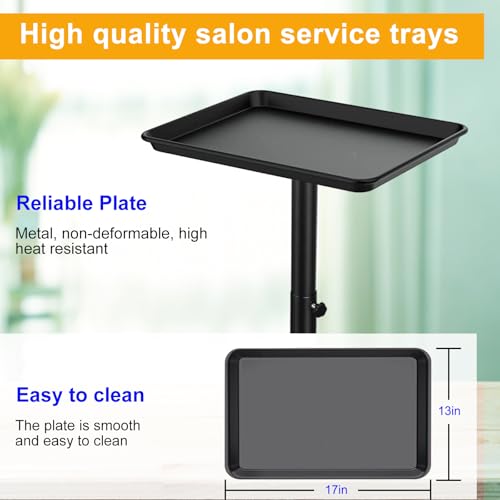 Salon Tray on Wheels- Adjustable Salon Service Rolling Tray Suitable for Mayo Stand,Tattoo Tray and Dentist Tray(Black) - color: Black