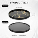Hanobe Decorative Tray for Home Decor: Black Imitation Marble Round Serving Tray 11.8" Modern Coffee Table Centerpiece for Display Bar Table Living Room Entryway Kitchen Corner