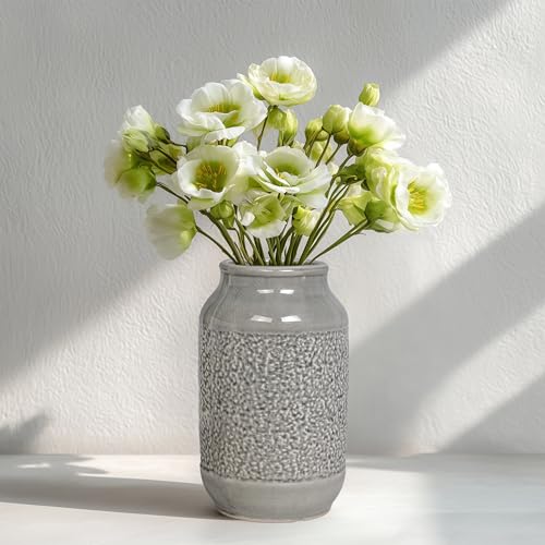 Ceramic Vase for Home Decor, 9 Inch Minimalist Decorative Vases for Flower, Centerpieces, Bookshelf, Tabletop, Living Room, Bathroom, Entryway, Coffee Table Decor, Grey - color: Gray