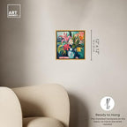 Art Remedy Vase Of Tropical Flowers Framed Flowers In Vase Paintings, 13.5" x 13.5", Gold Frame - color: Gold Frame, size: 13.5"L x 13.5"W