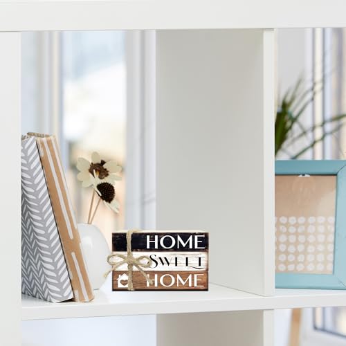 Mini Decorative Books For Home Decor, Small Wood Book Stack For Table Decor, Home Decor Book For Living Room Mantel, Farmhouse Stacked Books Decorative（L34） - color: Black white brown