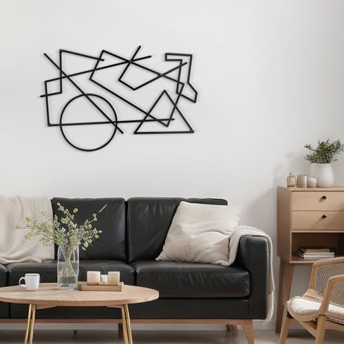 SIGNLEADER Metal Wall Decor Geometric Picasso Minimalist Modern Luxury Wall Sculpture Hangings 3D Statue Home Decoration for Living Room, Bedroom, Bathroom, Kitchen, Fireplace, Office - 18" Black - color: Gry26-2405-m26, size: 18" Black