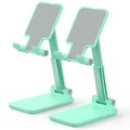 Cell Phone Stand, Adjustable Angle and Height Cell Phone Holder for Desk, Foldable and Portable, Anti-Slip Silicone Pad, Compatible with All Mobile Phones and 4-8 Inch Devices (Green&Green) - color: Green&Green