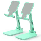 Cell Phone Stand, Adjustable Angle and Height Cell Phone Holder for Desk, Foldable and Portable, Anti-Slip Silicone Pad, Compatible with All Mobile Phones and 4-8 Inch Devices (Green&Green) - color: Green&Green