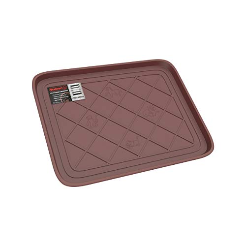 All Weather Boot Tray - Small Water Resistant Plastic Utility Shoe Mat for Indoor and Outdoor Use in All Seasons by Stalwart (Brown) - color: Brown