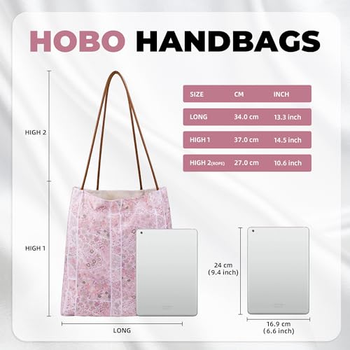 DGAZ Designer Hobo Bags for Women, Luxury Tote Bag with Zipper, Large Shoulder Bags - color: Peach Blossoms