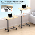WOTURE Adjustable Overbed Table with Wheels, Pneumatic Height Adjustment, Ideal for Hospital Use or At Home as Bed Tray, Standing Desk, Bedridden & Mobility Needs, Maple - color: Maple