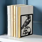 Raven and Skull Decor Gothic Metal Bookends for Shelves, Office Desk Organizer Book Ends for Heavy Books, Home Office Desk Bookshelf Decor Gift for Gothic Lovers and Reading Enthusiasts - style: Crow