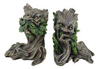Ebros Gift Mythical Forest Tree Spirit Ent Celtic Greenman Decorative Bookends Figurine Pair Set 6" Tall Wicca Horned God Sculptural Bookend Library Bookshelf Accent