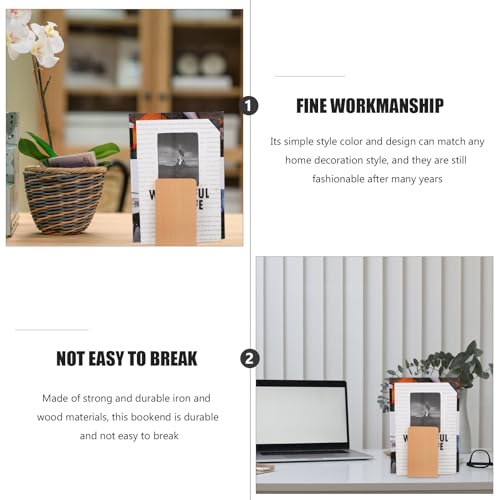 Alipis Wooden Bookend Thickened Beech Wood 13x8cm Simple Book Stand Practical Bookshelf Accessory for Home Office Desk Organization