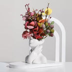 XSMXLNKWL Ceramic Face Vase White Flower Vase for Decor, Female Face Vase Art, Modern Decorative Vase Centerpiece for Table, Shelf, Living Room, Office, Bedroom, Small - style: Face Vase - Stroking the Neck