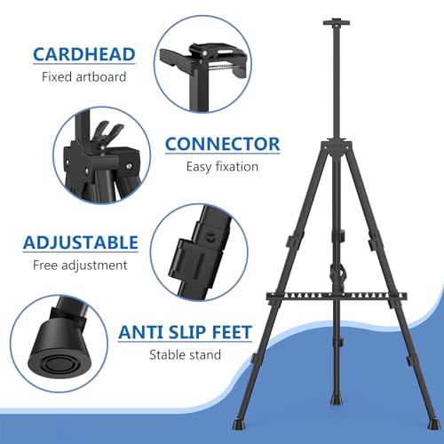 Art Painting Display Easel Stands - Portable Adjustable Aluminum Metal Tripod Artist Easels with Bags, Extra Sturdy for Table-Top/Floor Painting, Drawing, and Displaying, Black 4 Pack - style: Black - 4pack