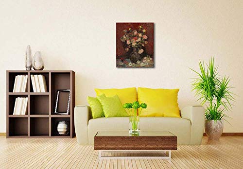 Wieco Art Vase with Chinese Asters and Gladioli Large Canvas Prints Wall Art by Van Gogh Famous Oil Paintings Reproduction Modern Abstract HD Flowers Artwork Pictures for Living Room Home - size: 24"L x 20"W
