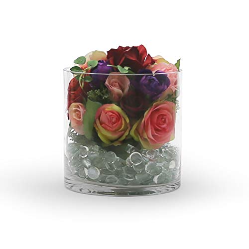 WGV Cylinder Vase, Width 12", Height 12", Clear Wide Large Diameter Flower Glassware, Floral Container, Planter Terrarium for Wedding Party Event, Home Accent Decor, 1 Piece - size: 12"x12"H