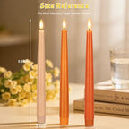 Flameless Taper Candles with Remote, 9.6" Battery Operated Flickering LED Candlesticks, Real Wax Warm Earth Tone Taper Candles for Wedding Centerpieces, Dinner Table, Mantel, Window, 3 Pack - color: Gradient Orange