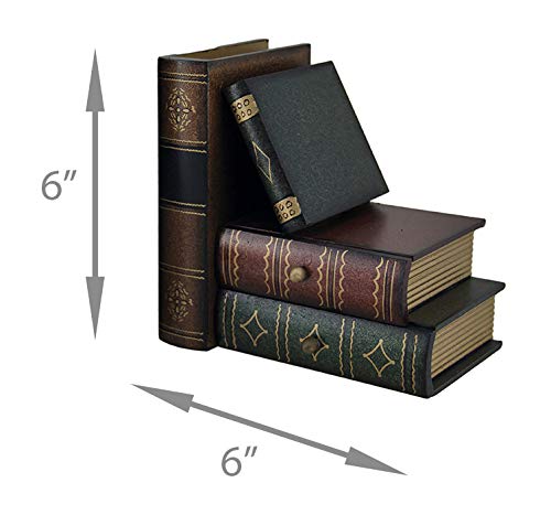 Bellaa Classic Wooden Book Bookends Library Hidden Drawers Vintage Cool Creative Unique Decorative Books Support Shelves Desk Organizer