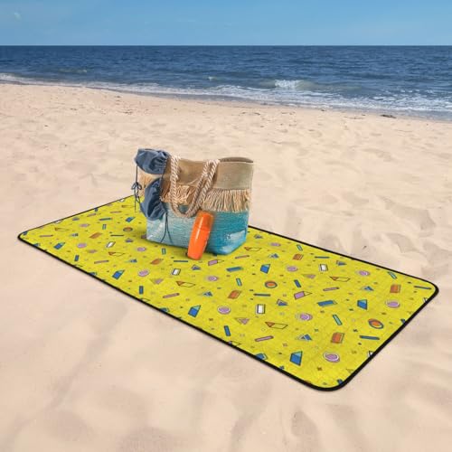 Geometric Objects Pattern Bath Towel Microfiber Coral Velvet Bath Towels Highly Absorbent Soft Beach Sheet (27" x 55") Luxury Hemming Shower Towels for Gym Travel Pool