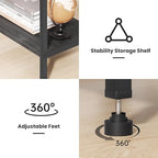 Asgolion Tall End Table with Charging Station, 3 Tier Narrow Beside Table with Adjustable Shelf, Tall Gray Side Table Nightstand for Bedroom, Living Room Coffe Table, Office, Charcoal Grey - color: Charcoal Grey, style: With Outlet