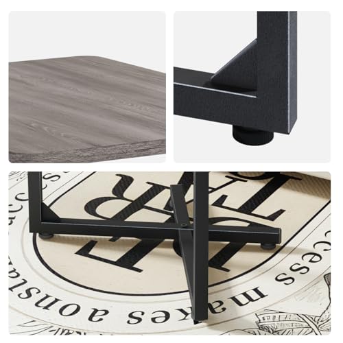 NEFROM C-Shaped End Table, Small Couch Side Table, Sofa TV Tray Table for Living Room, Bedroom, Bedside ET-X-GYW1 - color: Greige
