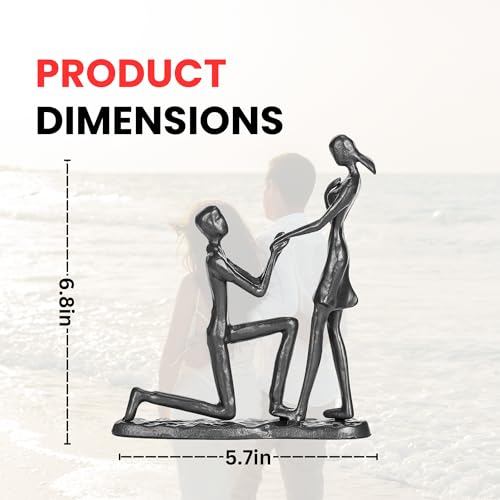 Iron 6th Anniversary Wedding Gifts for Her, Handcrafted Iron Sculpture Staute Ornament Figurine for Couples Romantic Figurines, Proposal Gifts Wedding Decor - style: Proposal